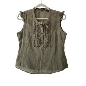 BEN SHERMAN SLEEVELESS RUFFLED BLOUSE